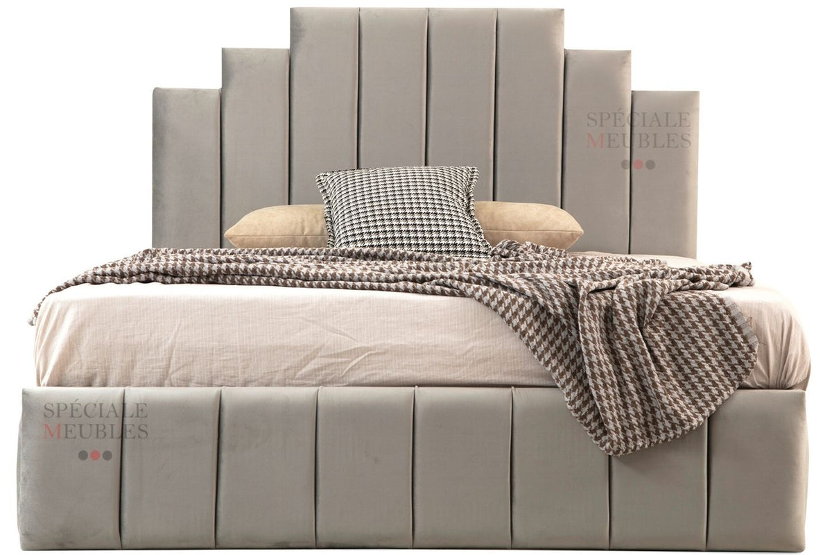 Cadre de lit NATURA GRIS - Velours