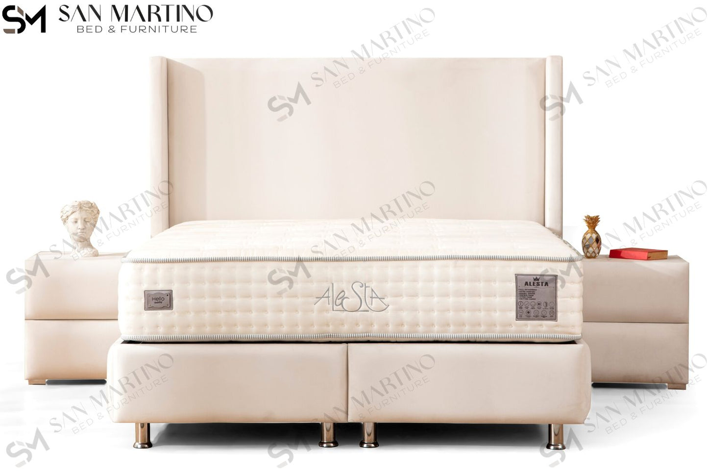 Lit Coffre COCO BLANC ECRU - Velours
