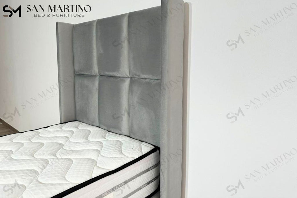 Lit Coffre Enfant RIO GRIS - Velours