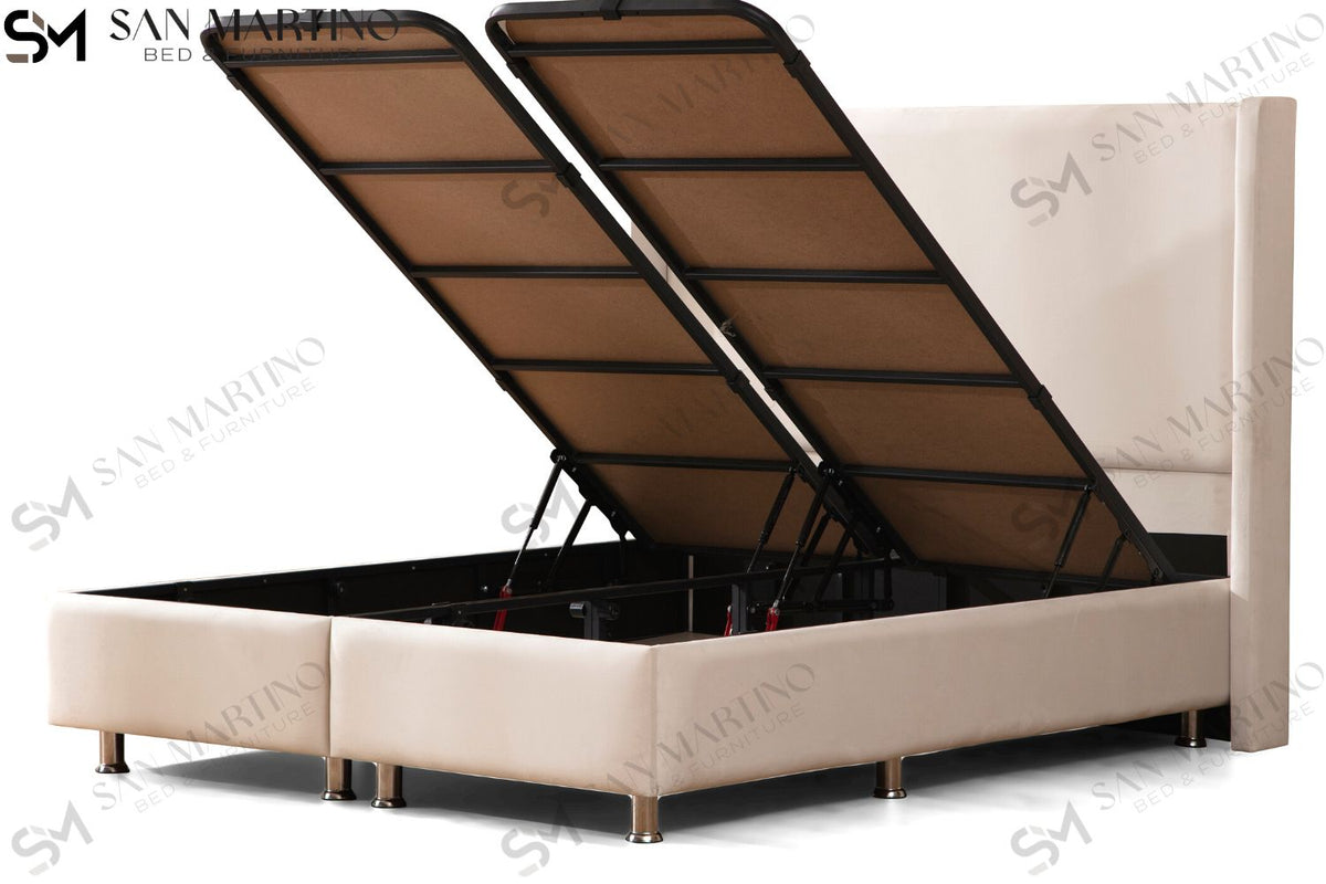 Lit Coffre COCO BLANC ECRU - Velours
