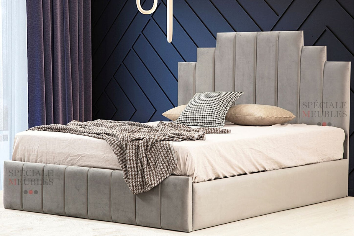 Cadre de lit NATURA GRIS - Velours