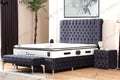 Lit Coffre LUNA GRIS ANTHRACITE - Velours capitonné