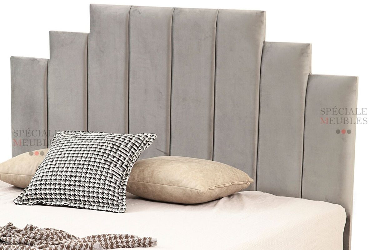 Cadre de lit NATURA GRIS - Velours