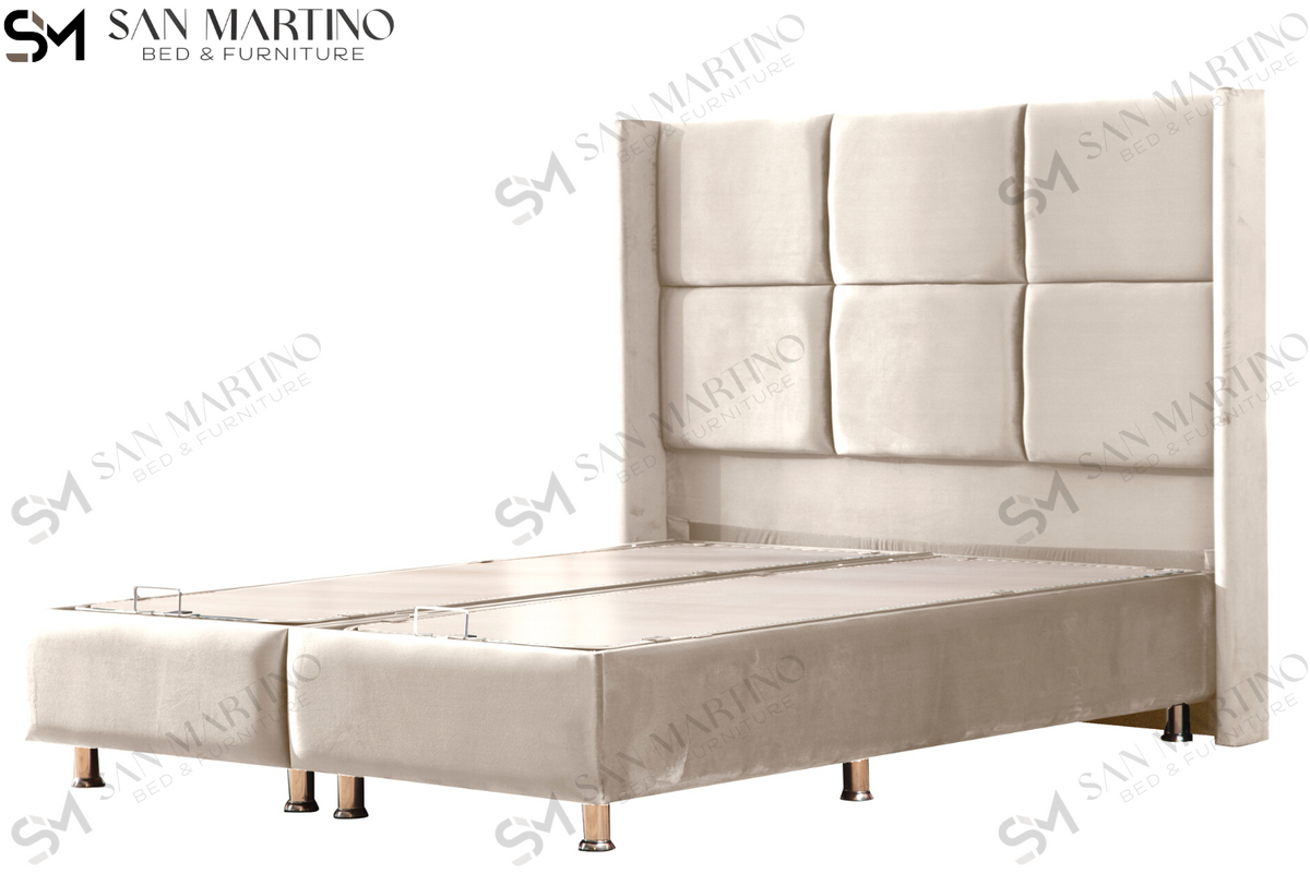 Lit Coffre RIO BEIGE - Velours