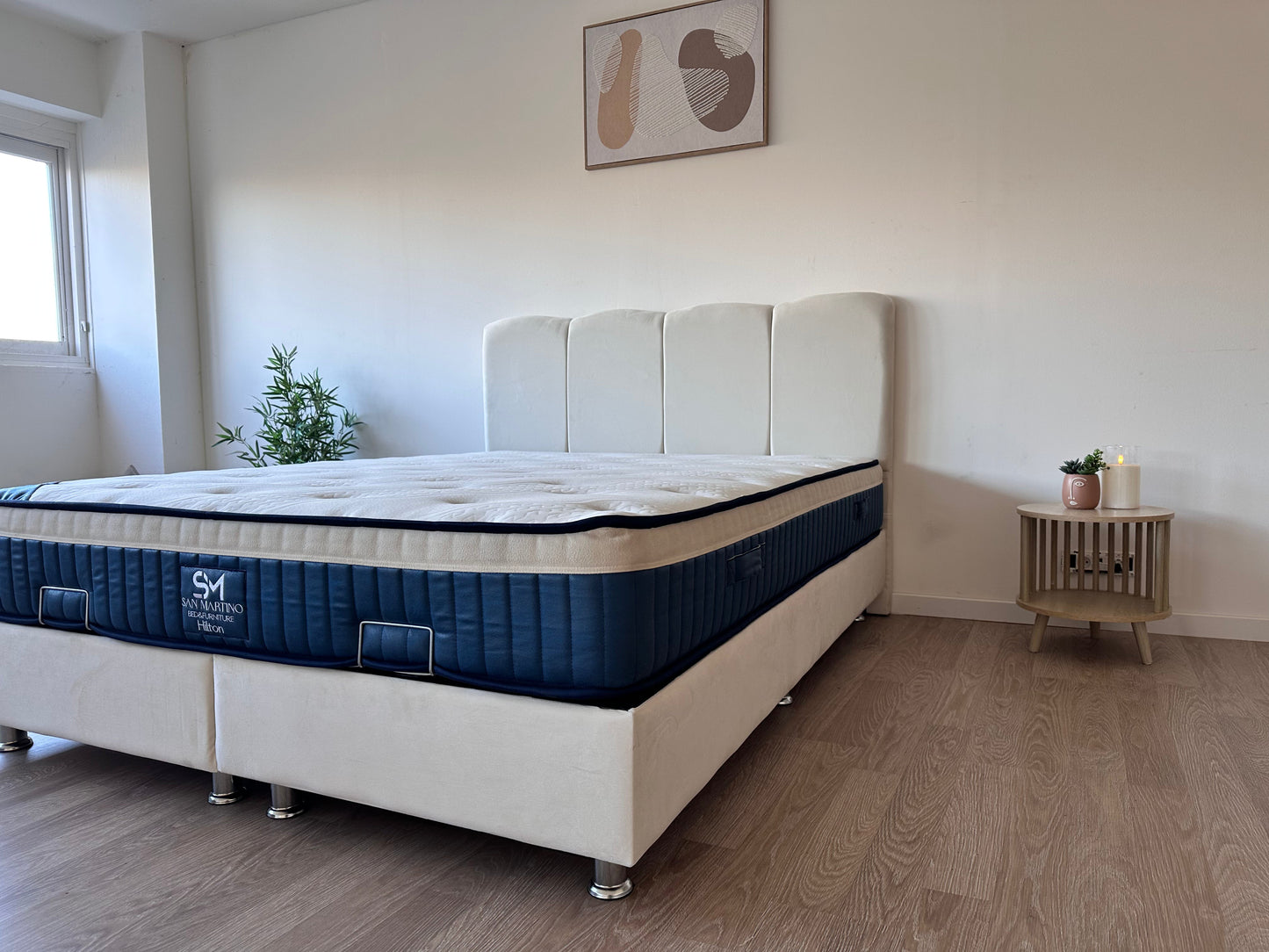 Lit Coffre CELIA BLANC CASSE - Velours