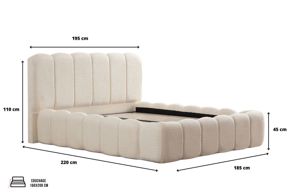 Lit Coffre ALYA BLANC CASSÉ - Chenille