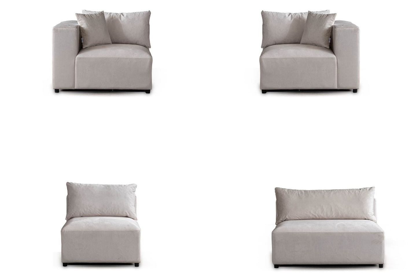 Canapé Azra Modulable Velours Blanc cassé