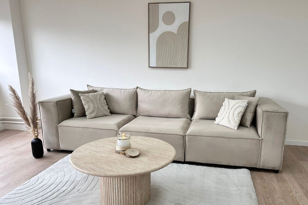 Canapé Éléance Velours Modulable 3+1 Pouf