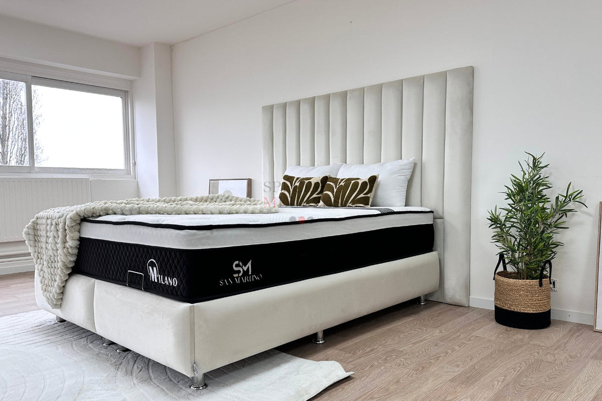 Lit Coffre ATHENA BLANC CASSÉ - VELOURS