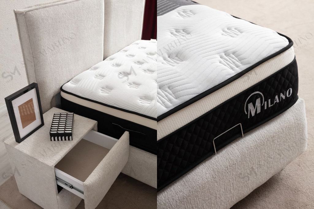 Lit Coffre MAYA BLANC CASSÉ - Chenille