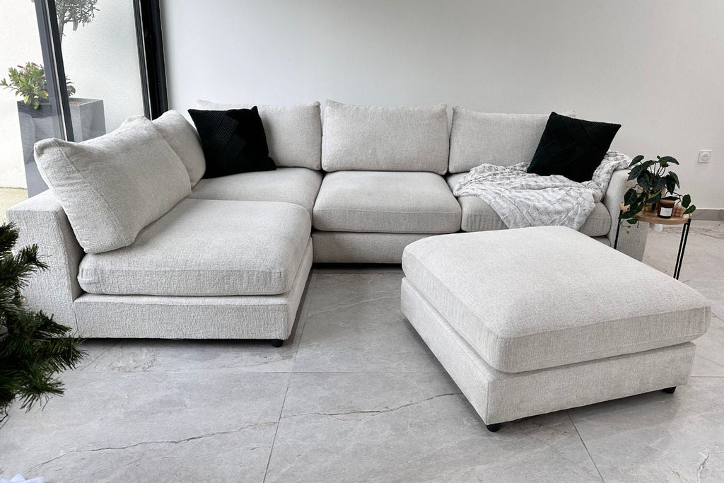 Canapé Julia modulable chenille 4+1 pouf