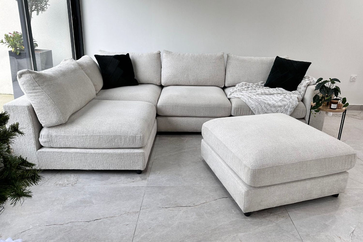 Canapé Julia modulable chenille 4+1 pouf
