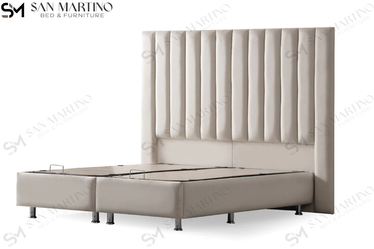Lit Coffre ATHENA BLANC CASSÉ - VELOURS