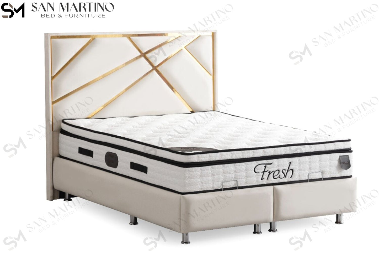 Lit Coffre PARMA BEIGE CLAIR - Velours