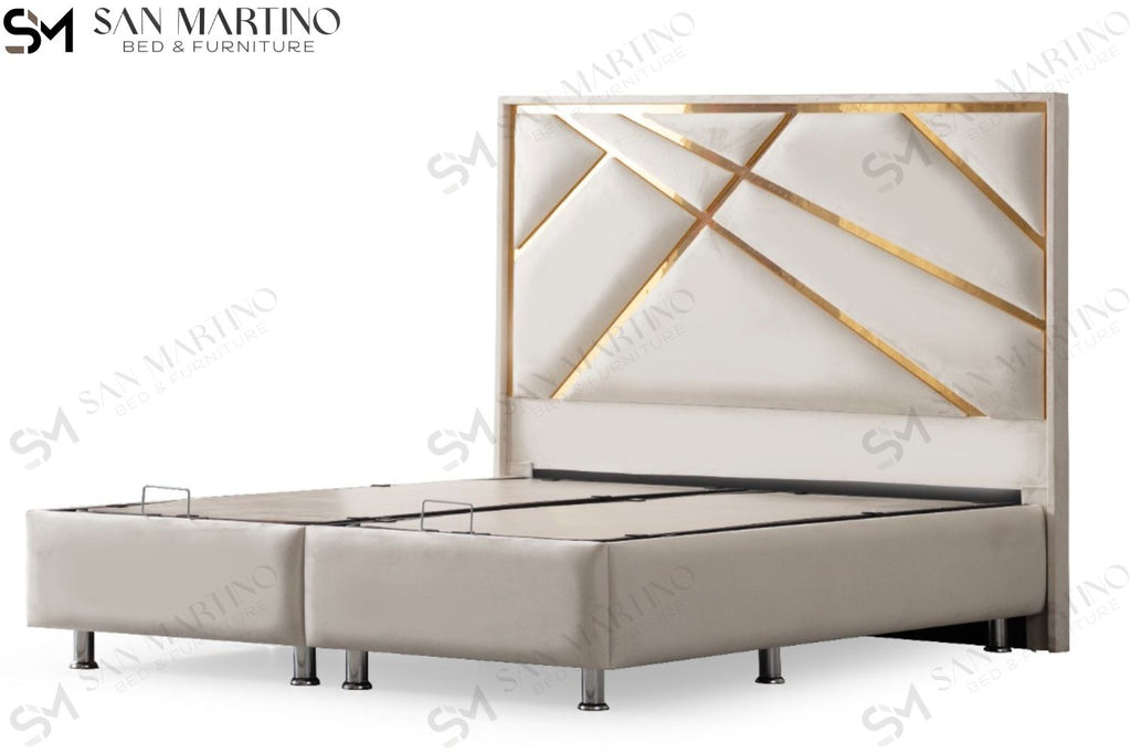 Lit coffre PARMA BEIGE CLAIR - Velours