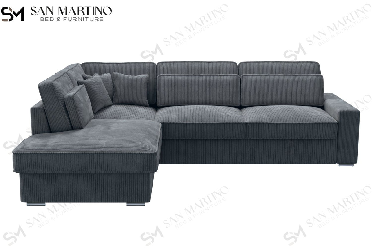 Canapé d'angle Lexus côtelé gris anthracite