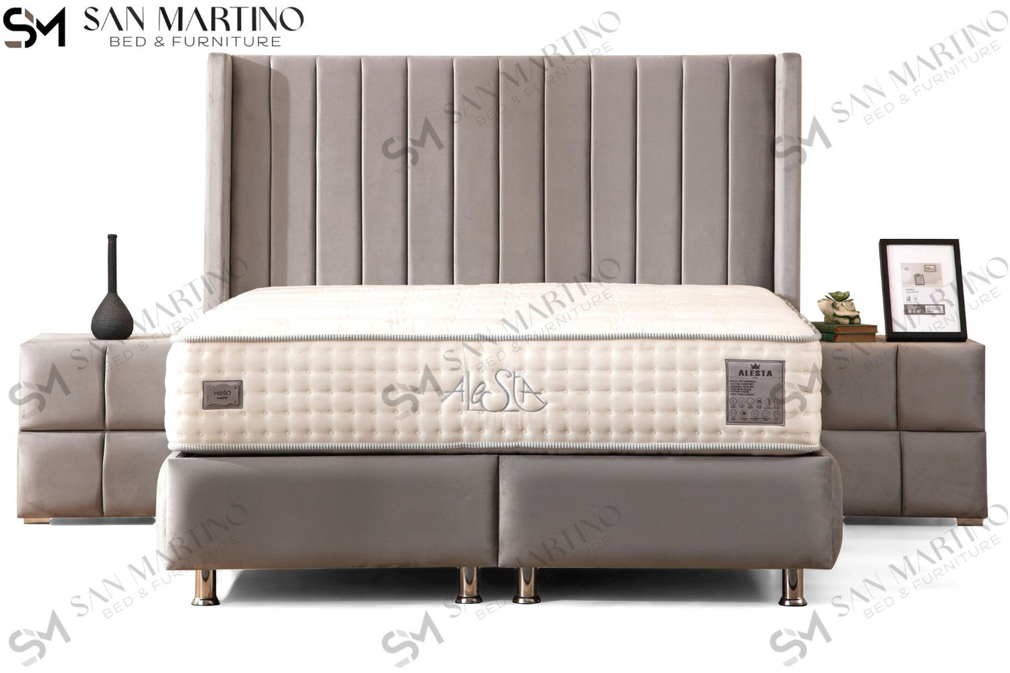 Lit Coffre TOKYO GRIS - Velours