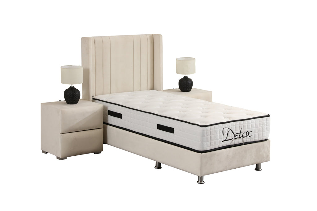 Lit Coffre Enfant ALMA Blanc Cassé - Velours