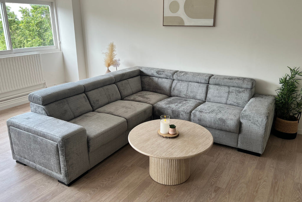 Canapé convertible Karola en tissu Marbella gris anthracite