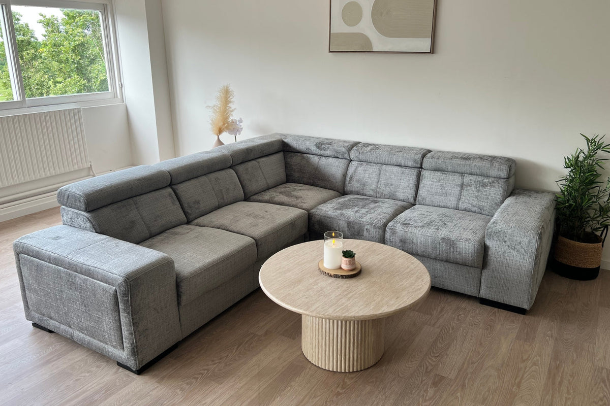 Canapé convertible Karola en tissu Marbella gris anthracite