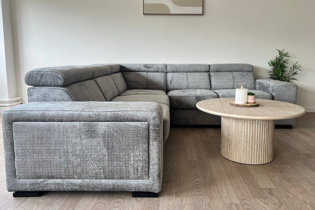 Canapé convertible Karola en tissu Marbella gris anthracite