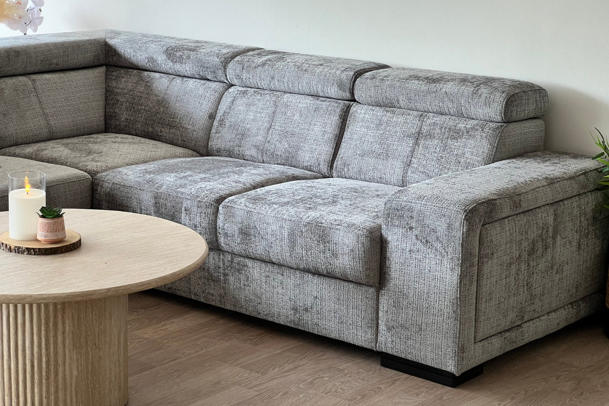 Canapé convertible Karola en tissu Marbella gris anthracite