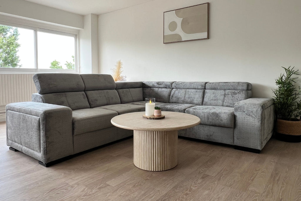 Canapé convertible Karola en tissu Marbella gris anthracite