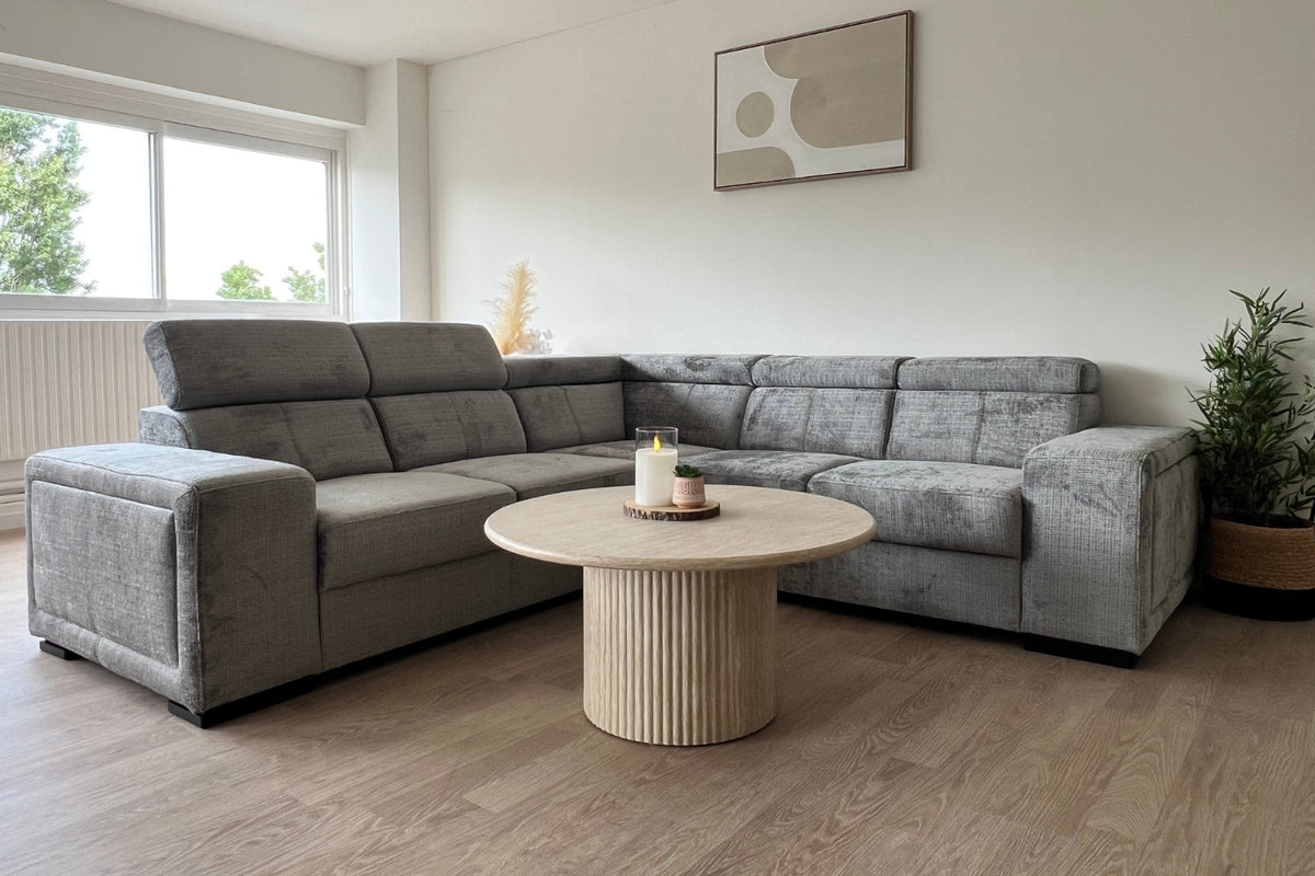 Canapé convertible Karola en tissu Marbella gris anthracite