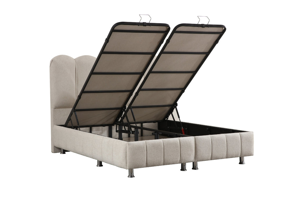 Lit coffre EVA BLANC CASSÉ - Chenille