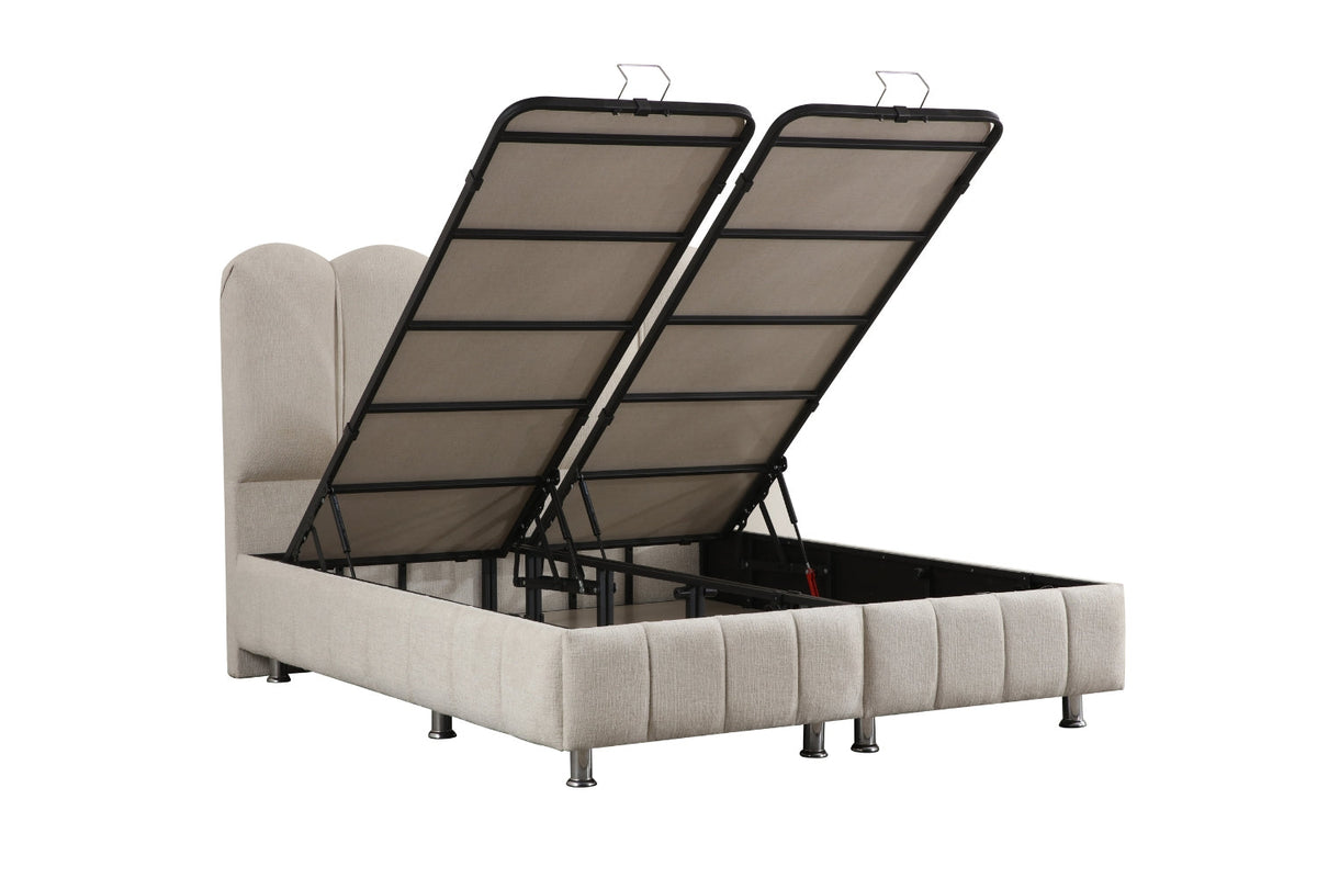 Lit Coffre EVA BLANC CASSE - Chenille