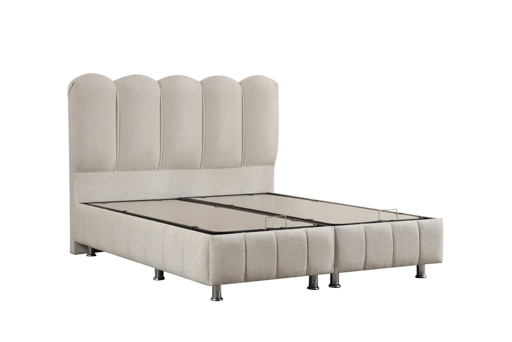 Lit coffre EVA BLANC CASSÉ - Chenille