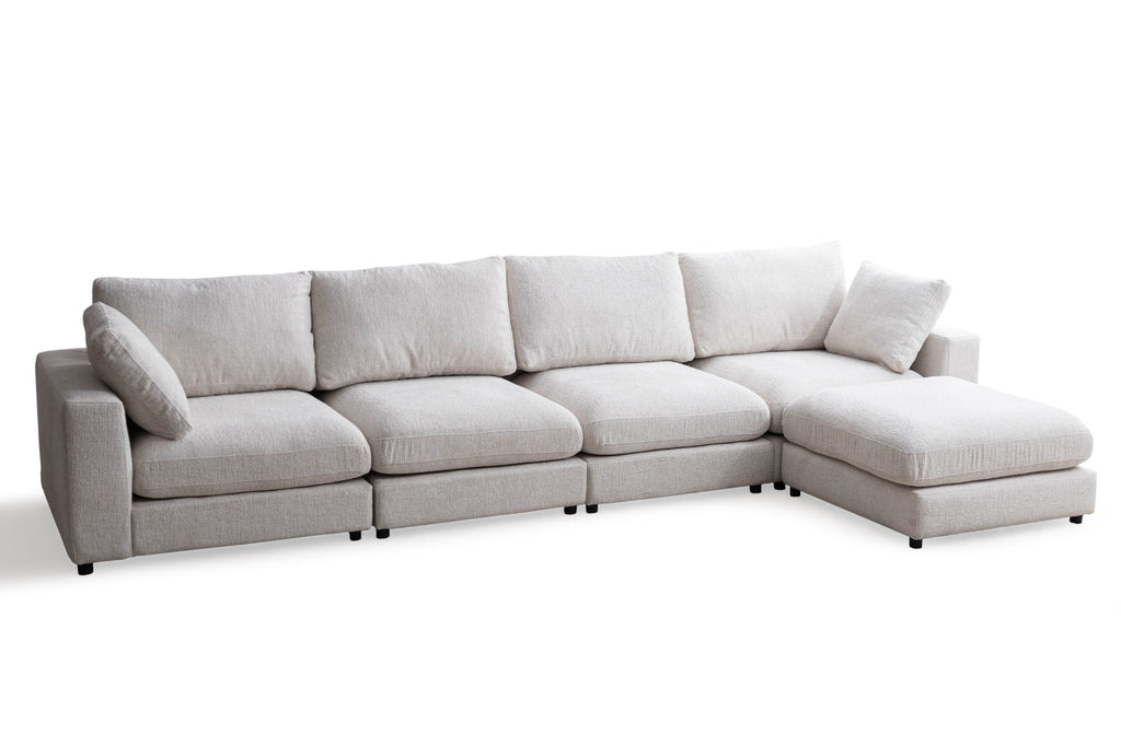 Canapé Julia modulable chenille 4+1 pouf
