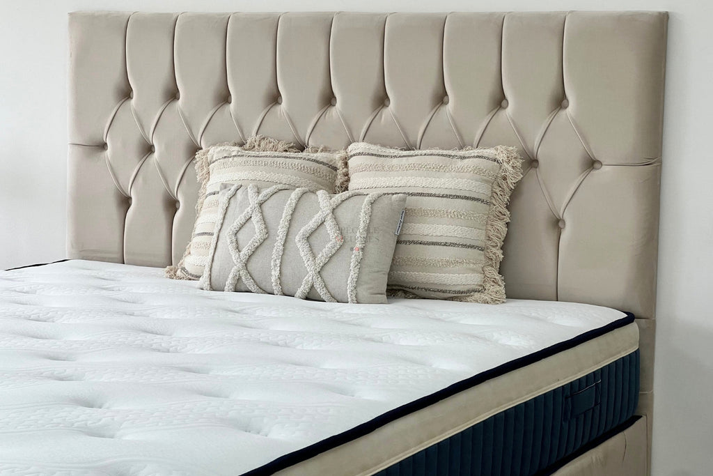 Lit coffre HUGO BEIGE - Velours