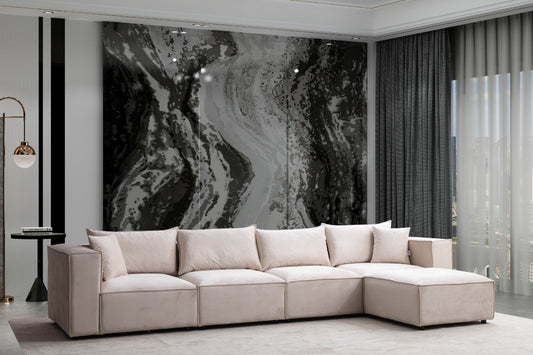 Canapé Elégance Velours Modulable 4+1 Pouf