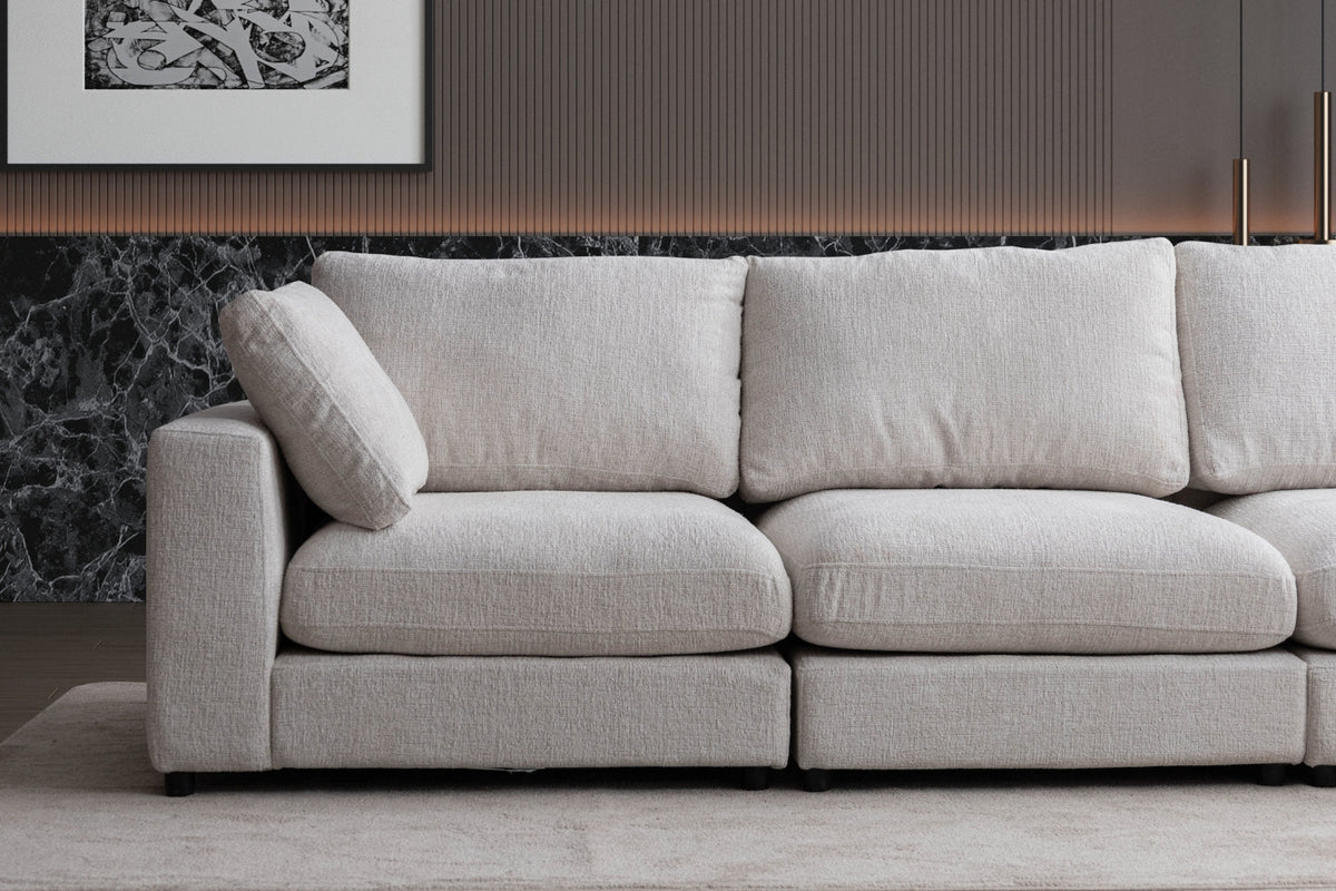Canapé Julia modulable chenille 4+1 pouf