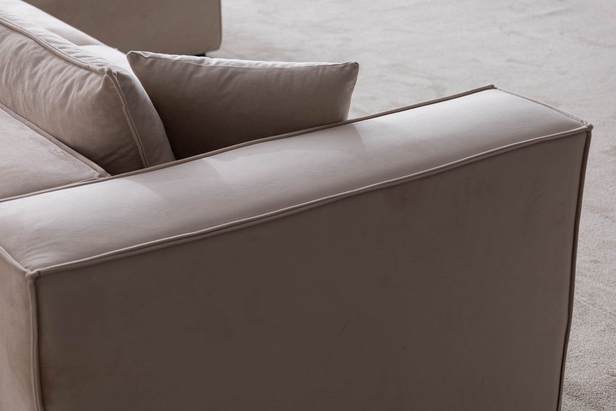 Canapé Éléance Velours Modulable 3+1 Pouf