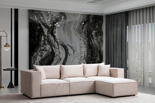 Canapé Elégance Velours Modulable 3+1 Pouf