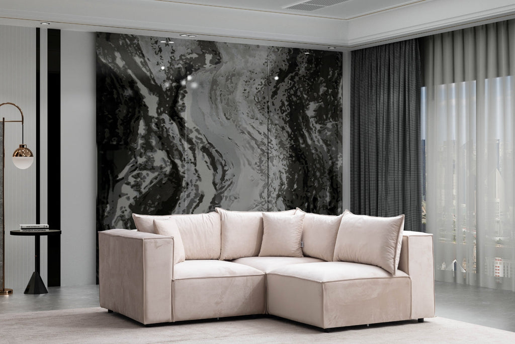 Canapé Éléance Velours Modulable 3+1 Pouf