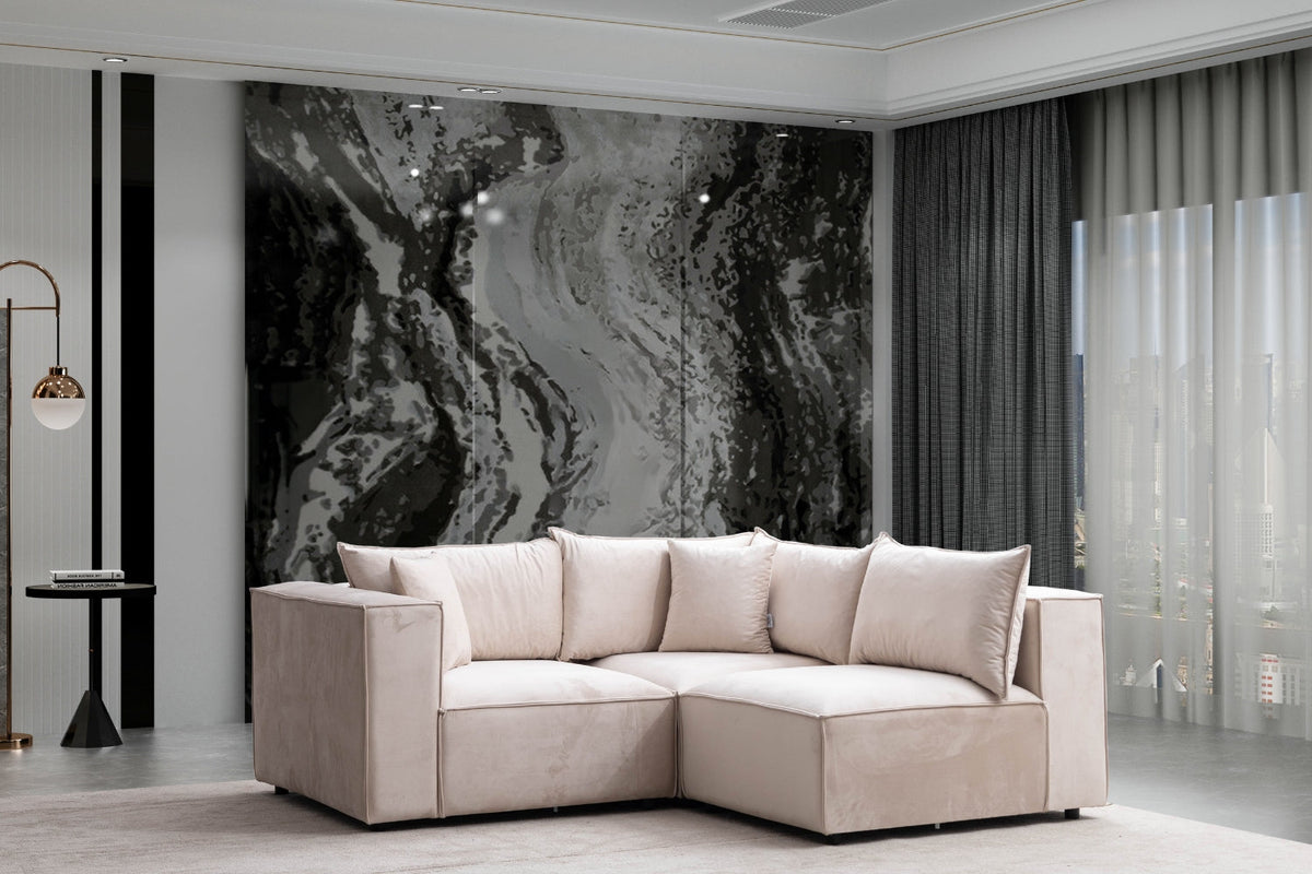 Canapé Éléance Velours Modulable 3+1 Pouf