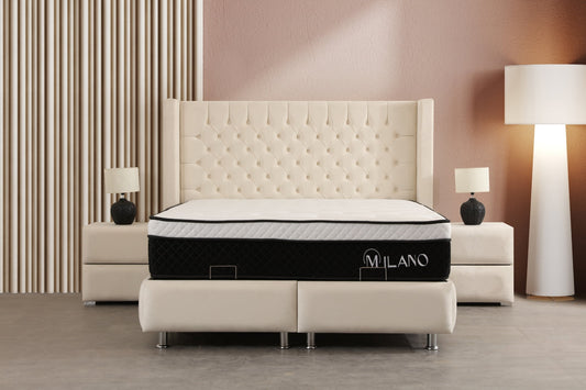 Lit Coffre BIANCA BLANC CASSE - Velours