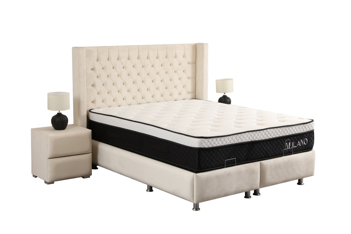 Lit Coffre BIANCA BLANC CASSÉ - Velours