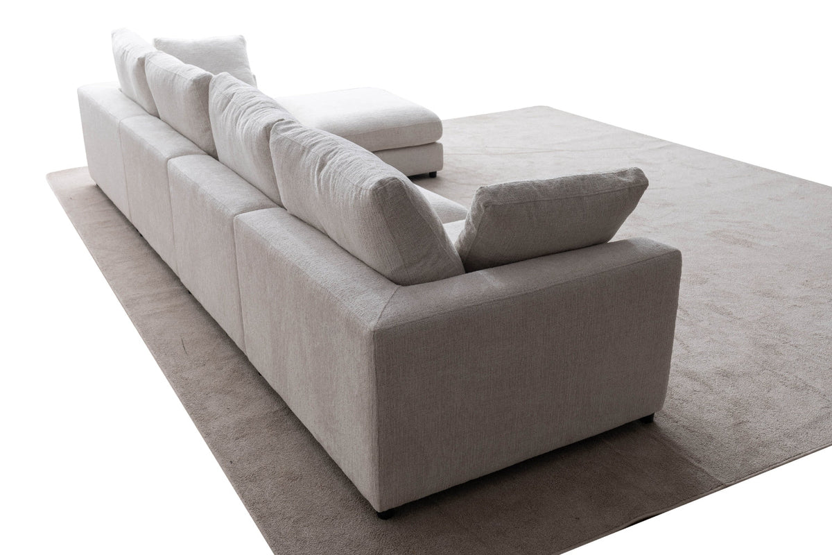 Canapé Julia modulable chenille 4+1 pouf