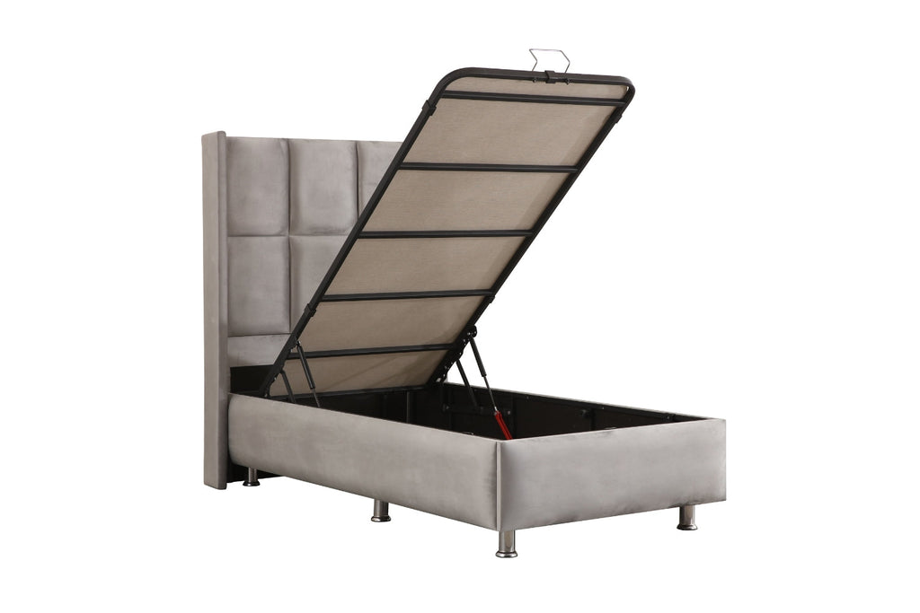 Lit Coffre Enfant RIO GRIS - Velours