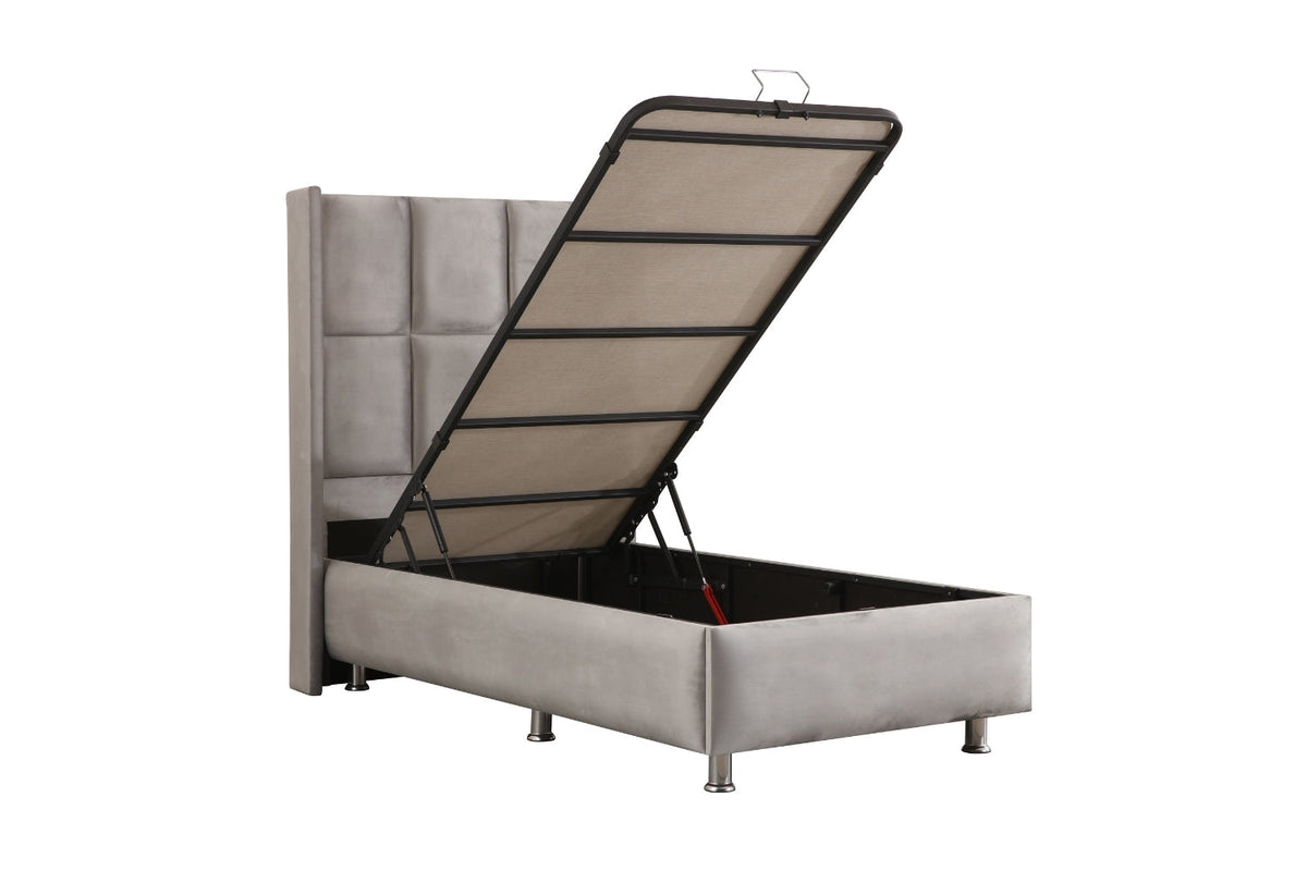 Lit Coffre Enfant RIO GRIS - Velours