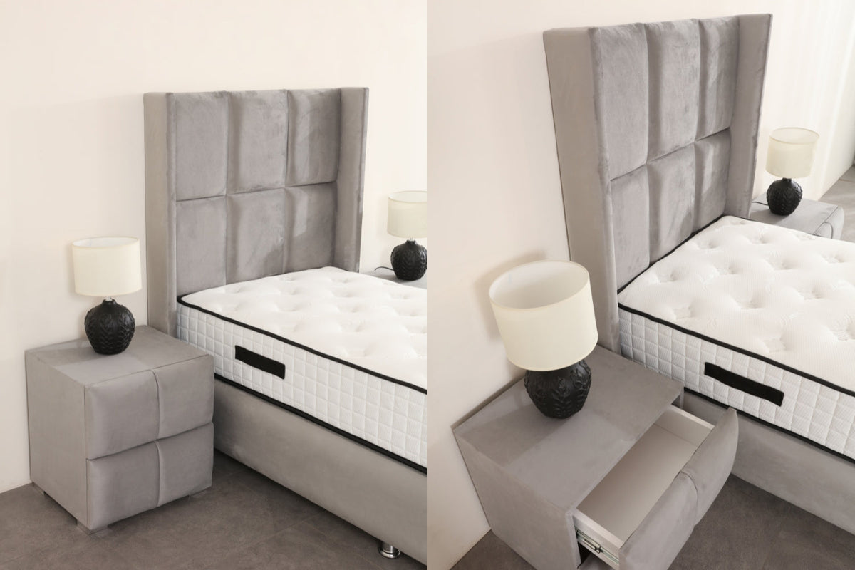 Lit Coffre Enfant RIO GRIS - Velours
