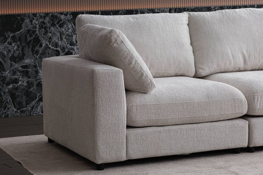 Canapé Julia modulable chenille 4+1 pouf