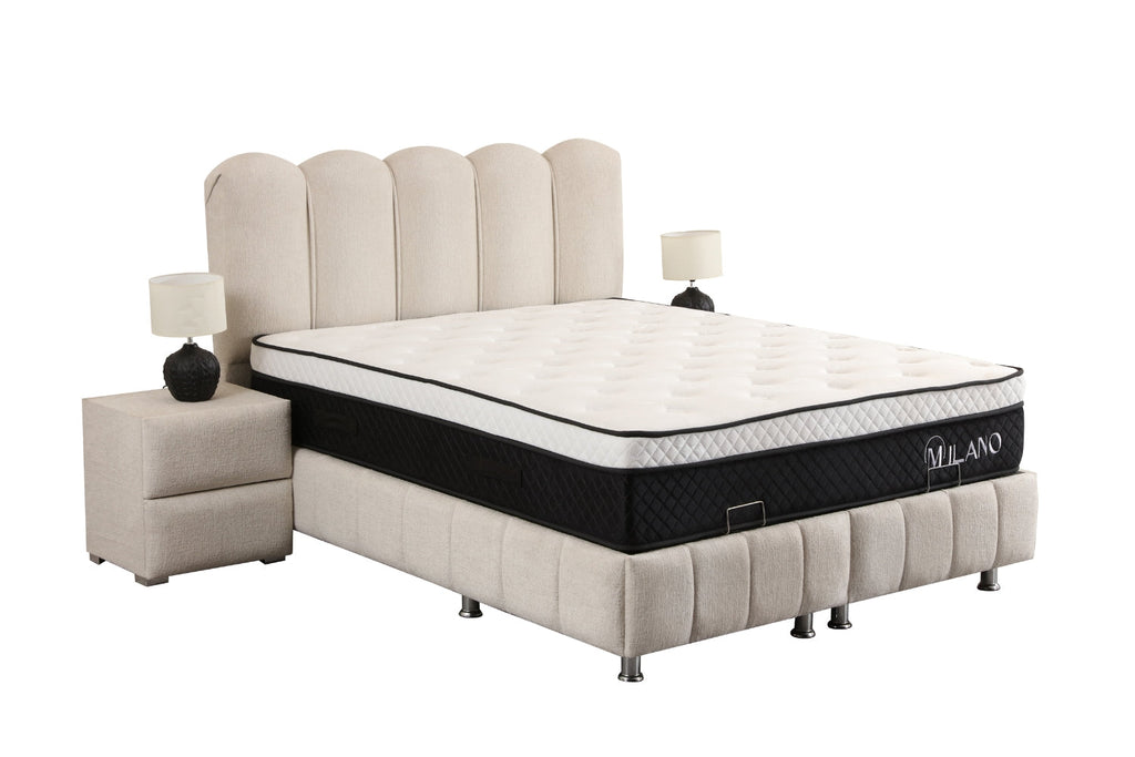 Lit coffre EVA BLANC CASSÉ - Chenille
