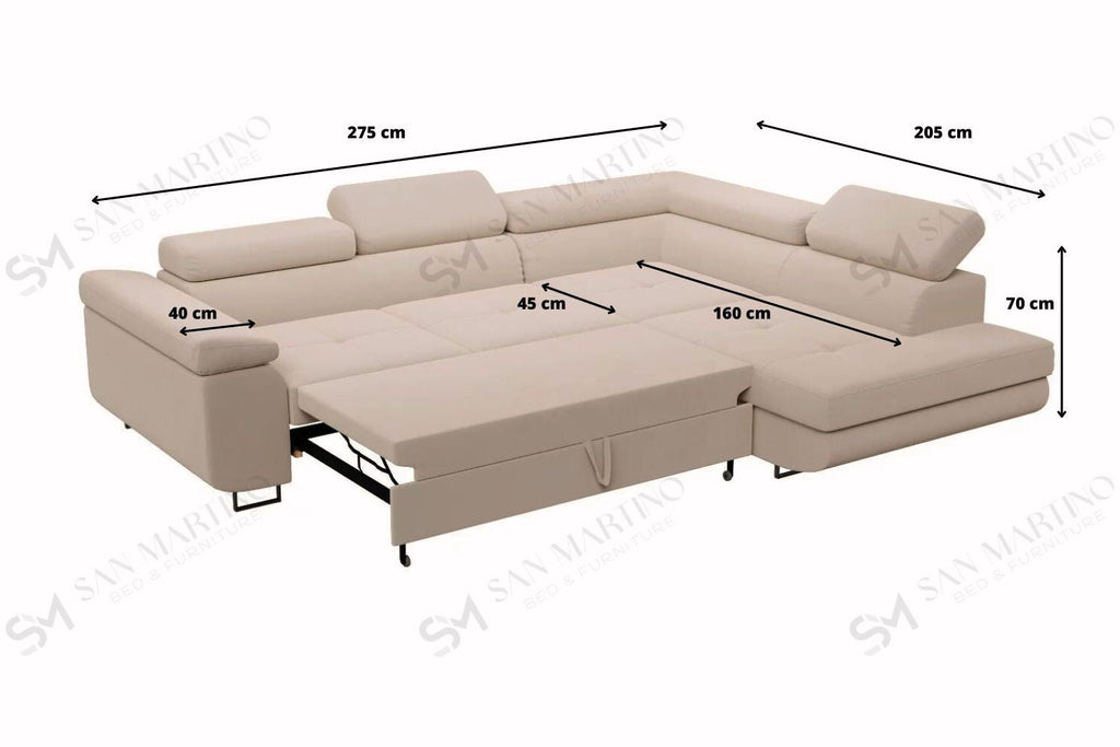 Canapé d'angle convertible Tony beige