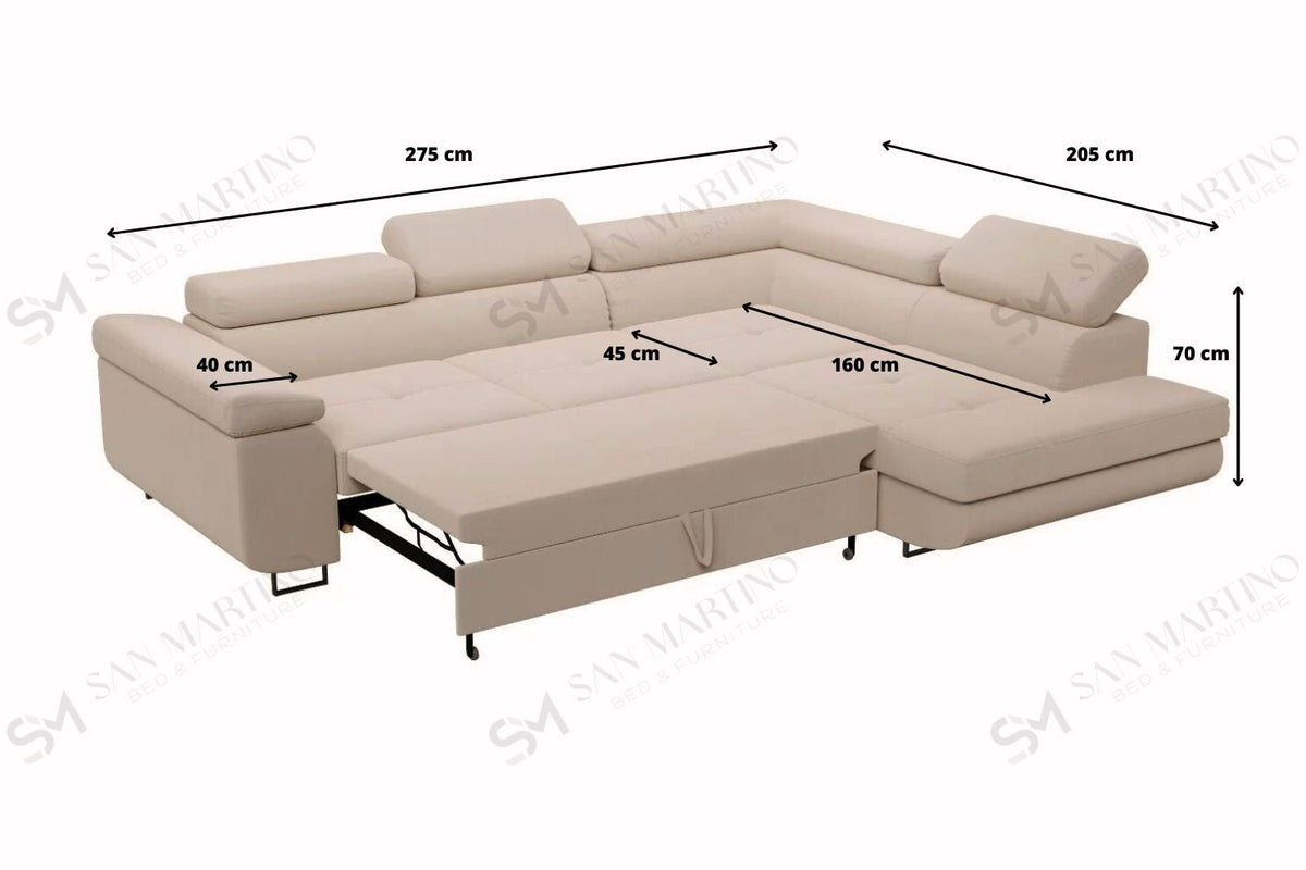 Canapé d'angle convertible Tony beige