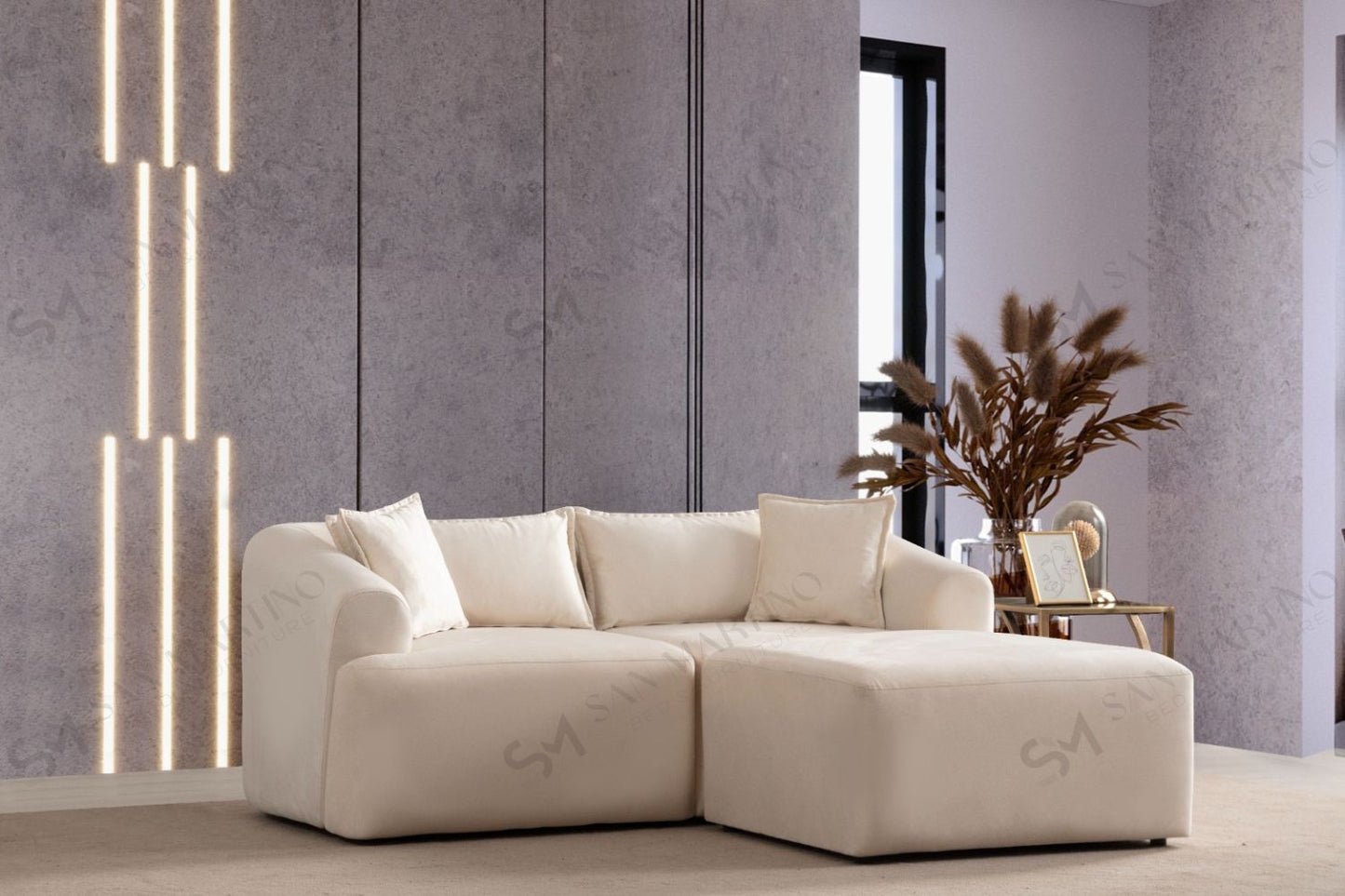 Canapé Mila Modulable Velours Blanc cassé